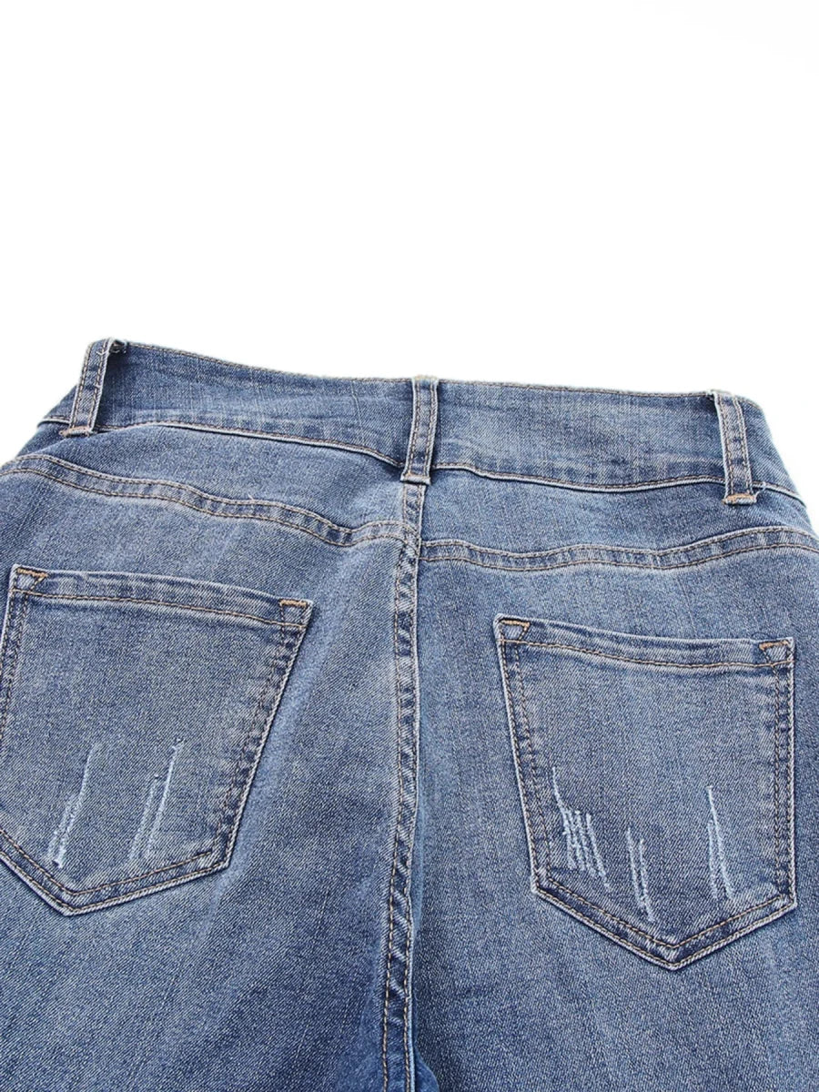High Waist Distressed Straight Leg Jeans - Wow Store