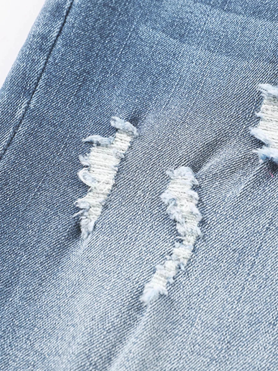 High Waist Distressed Straight Leg Jeans - Wow Store