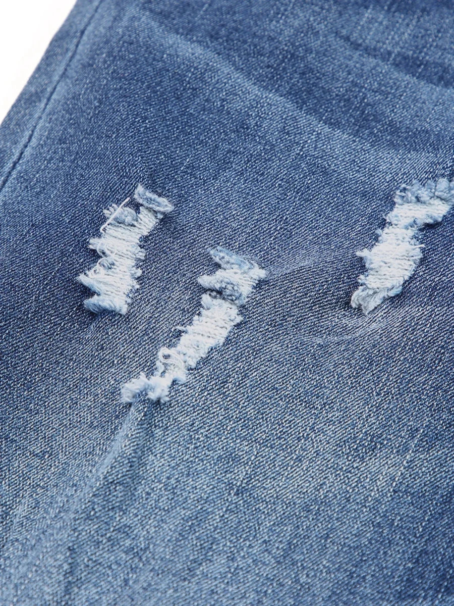 High Waist Distressed Straight Leg Jeans - Wow Store