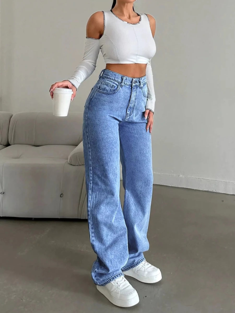 High - Waisted Wide Leg Jeans - Wow Store