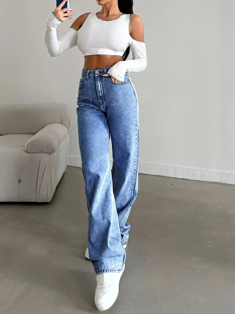 High - Waisted Wide Leg Jeans - Wow Store