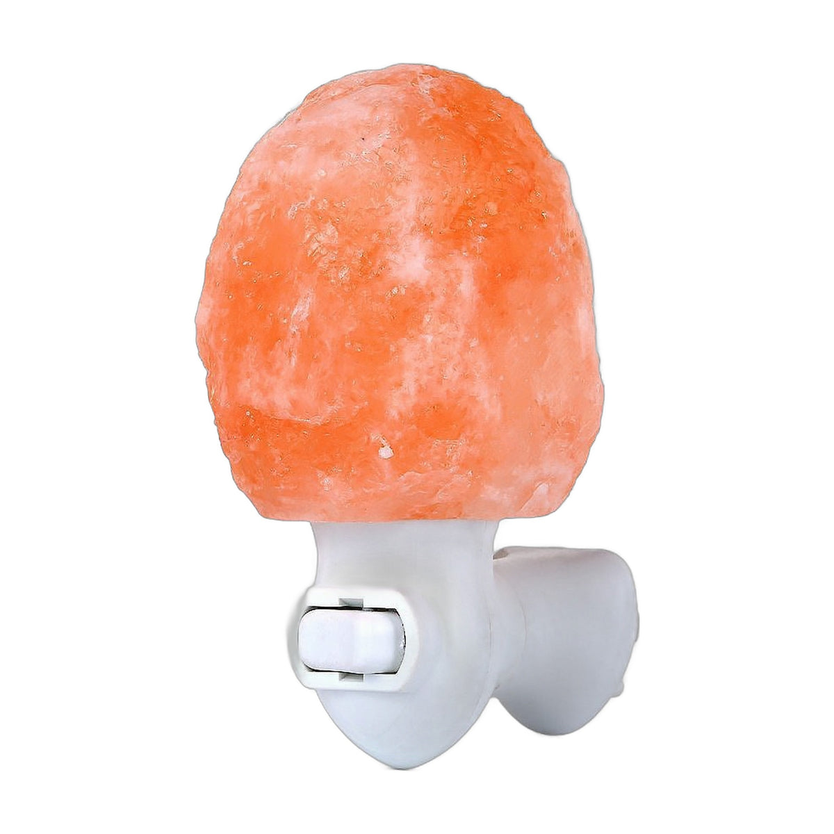 Himalayan salt plug-in night lamp, natural rock shape, on white