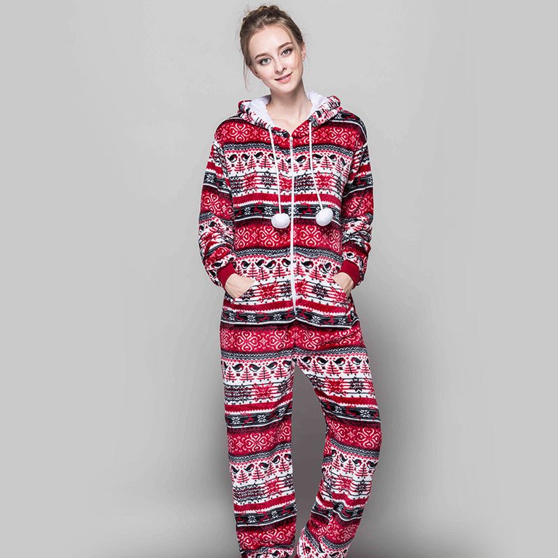 Hooded Fair Isle Print Fleece Onesie Pyjama - WowStore.live
