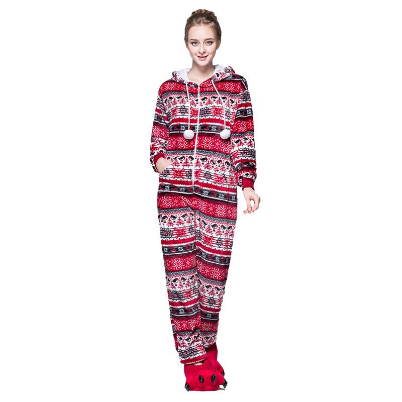 Hooded Fair Isle Print Fleece Onesie Pyjama - WowStore.live