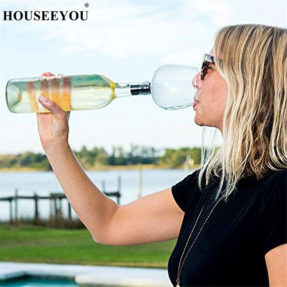 HOUSEEYOU Creative Wine Champagne Glass with Silicone Seal Drink Directly from Bottle Crystal Cocktail Mug 260ML - Wow Store