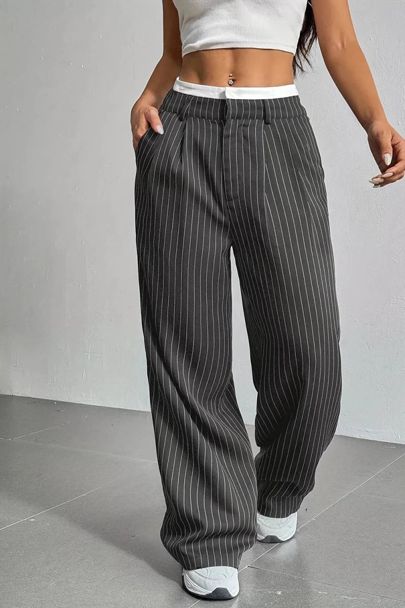 Ines High-Waisted Pinstripe Wide-Leg Pants - WowStore.live