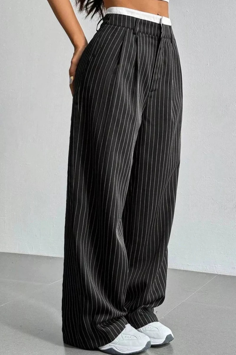 Ines High-Waisted Pinstripe Wide-Leg Pants - WowStore.live