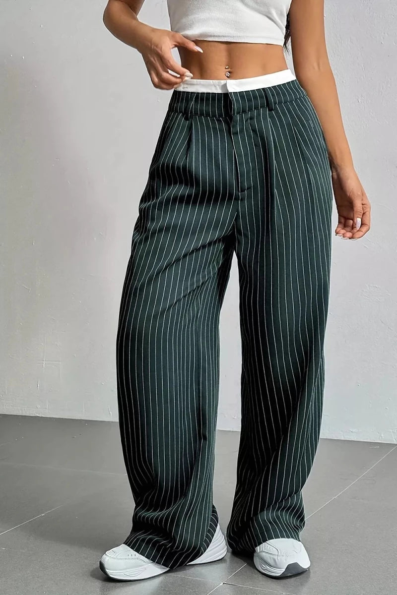 Ines High-Waisted Pinstripe Wide-Leg Pants - WowStore.live