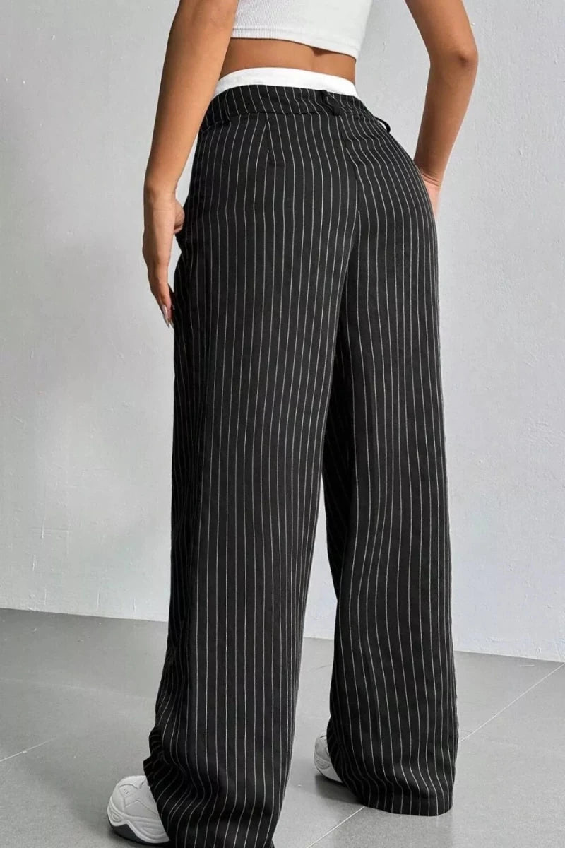 Ines High-Waisted Pinstripe Wide-Leg Pants - WowStore.live
