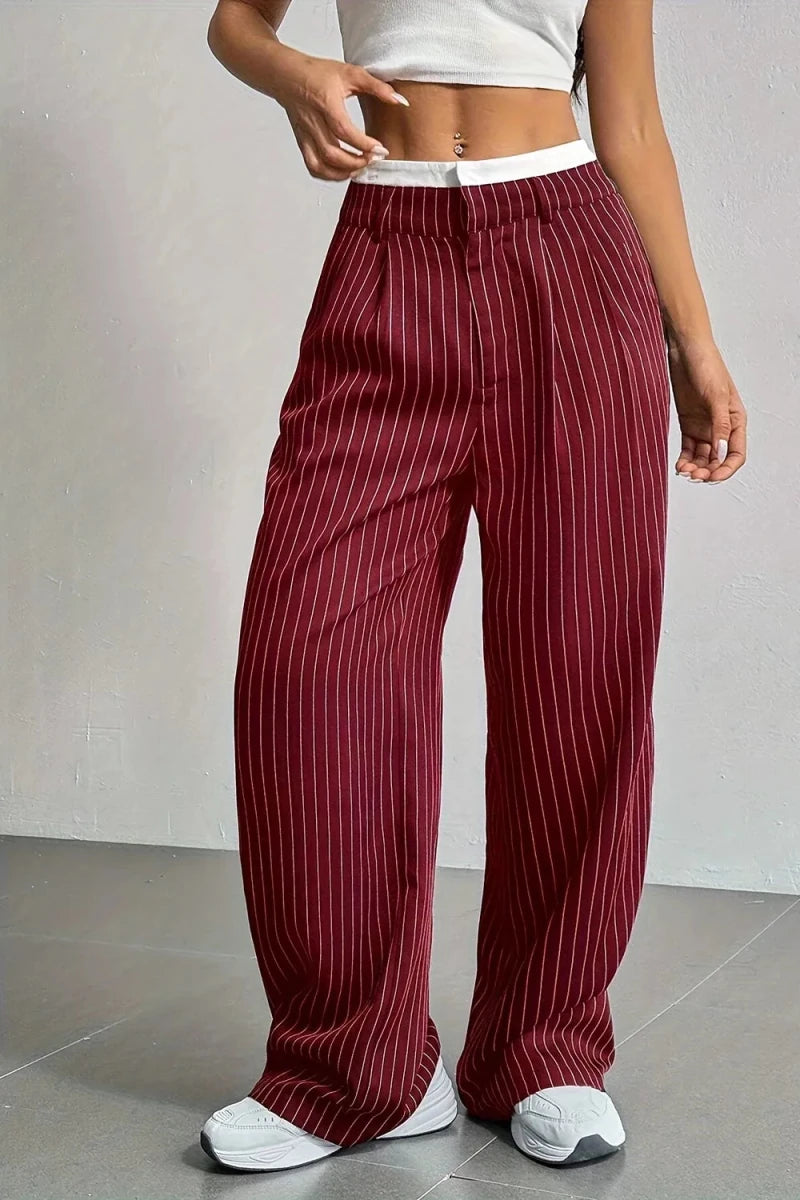 Ines High-Waisted Pinstripe Wide-Leg Pants - WowStore.live