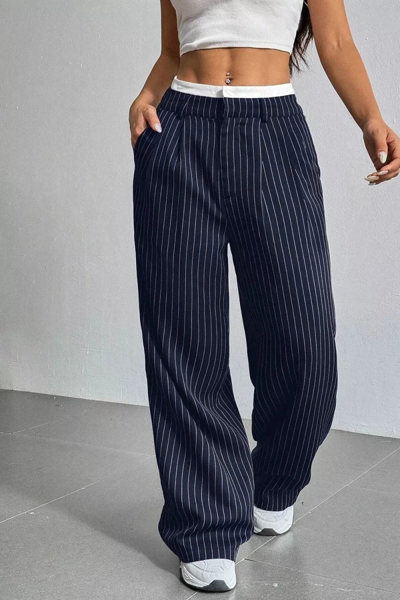 Ines High-Waisted Pinstripe Wide-Leg Pants - WowStore.live