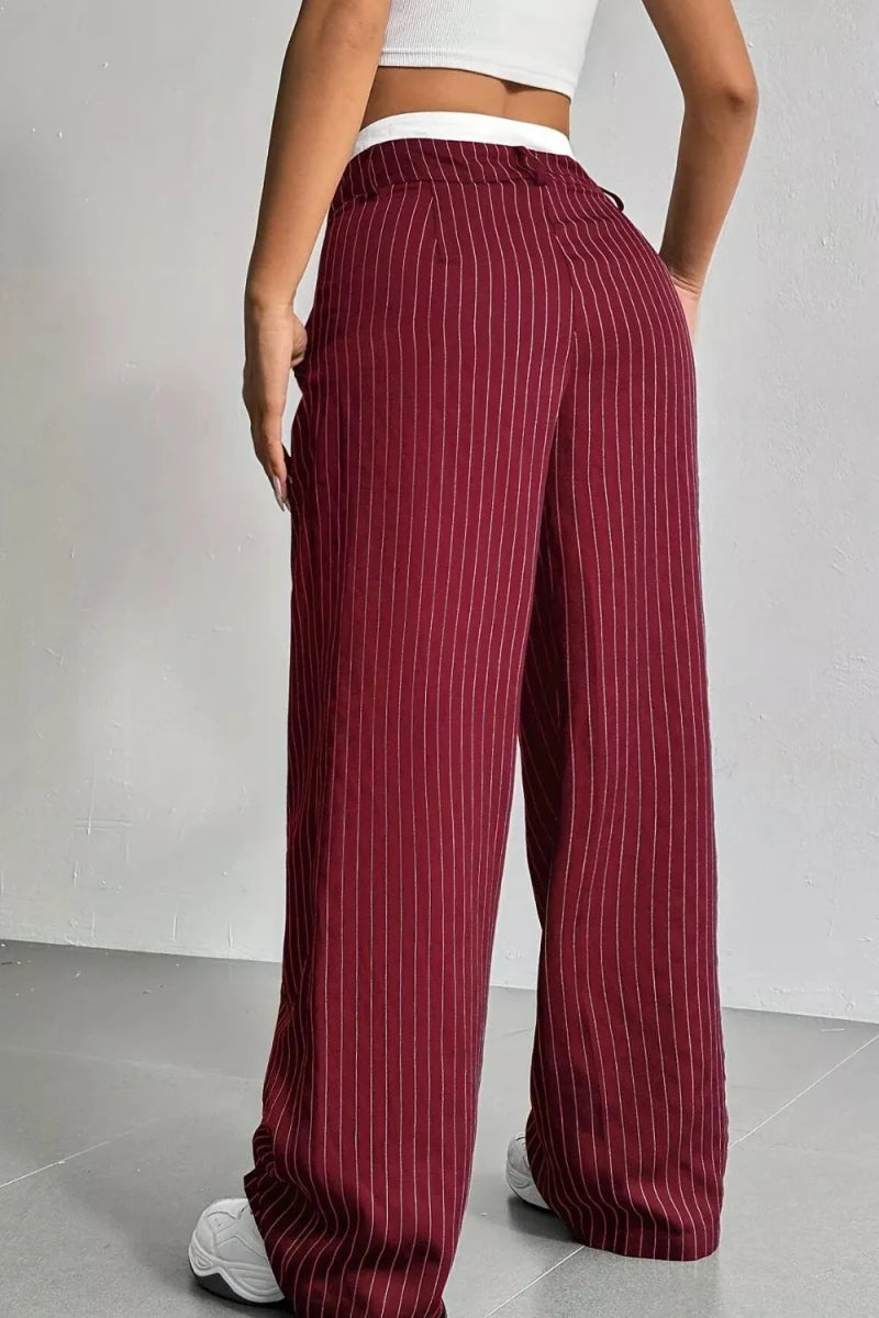 Ines High-Waisted Pinstripe Wide-Leg Pants - WowStore.live