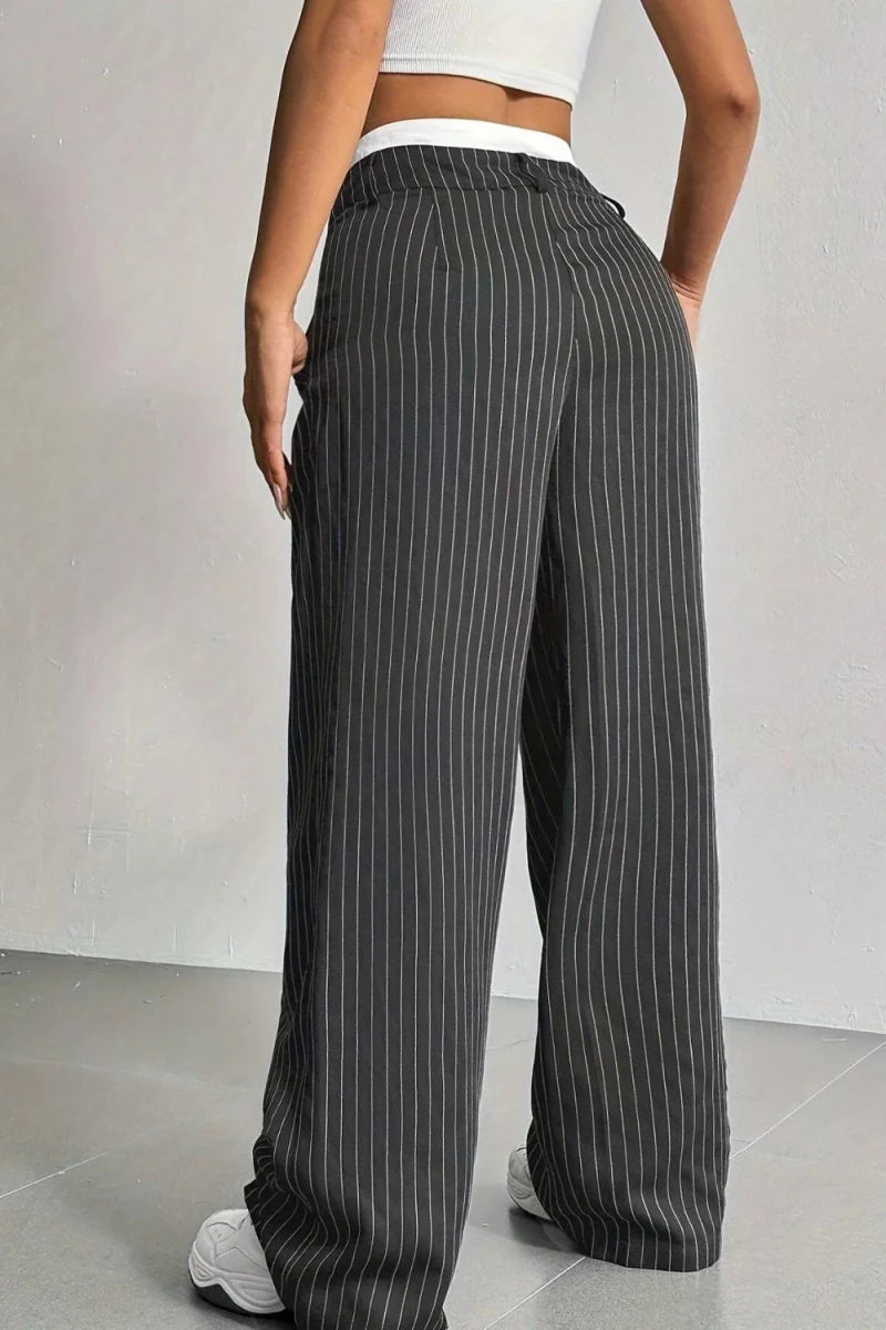 Ines High-Waisted Pinstripe Wide-Leg Pants - WowStore.live