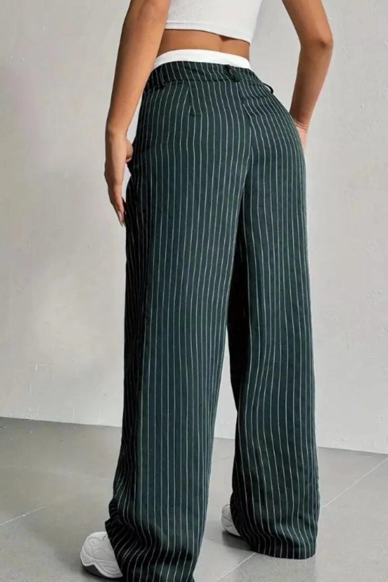 Ines High-Waisted Pinstripe Wide-Leg Pants - WowStore.live