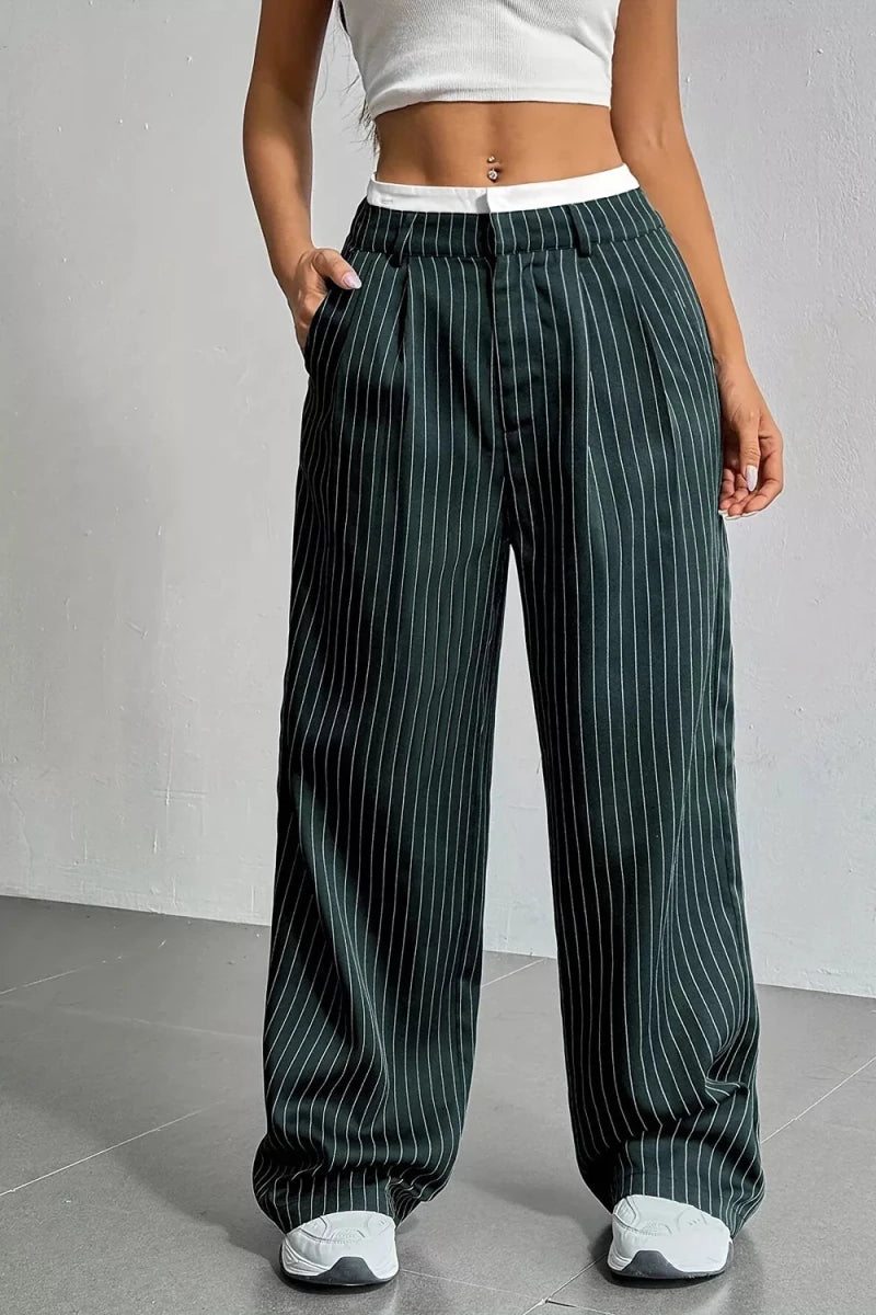 Ines High-Waisted Pinstripe Wide-Leg Pants - WowStore.live