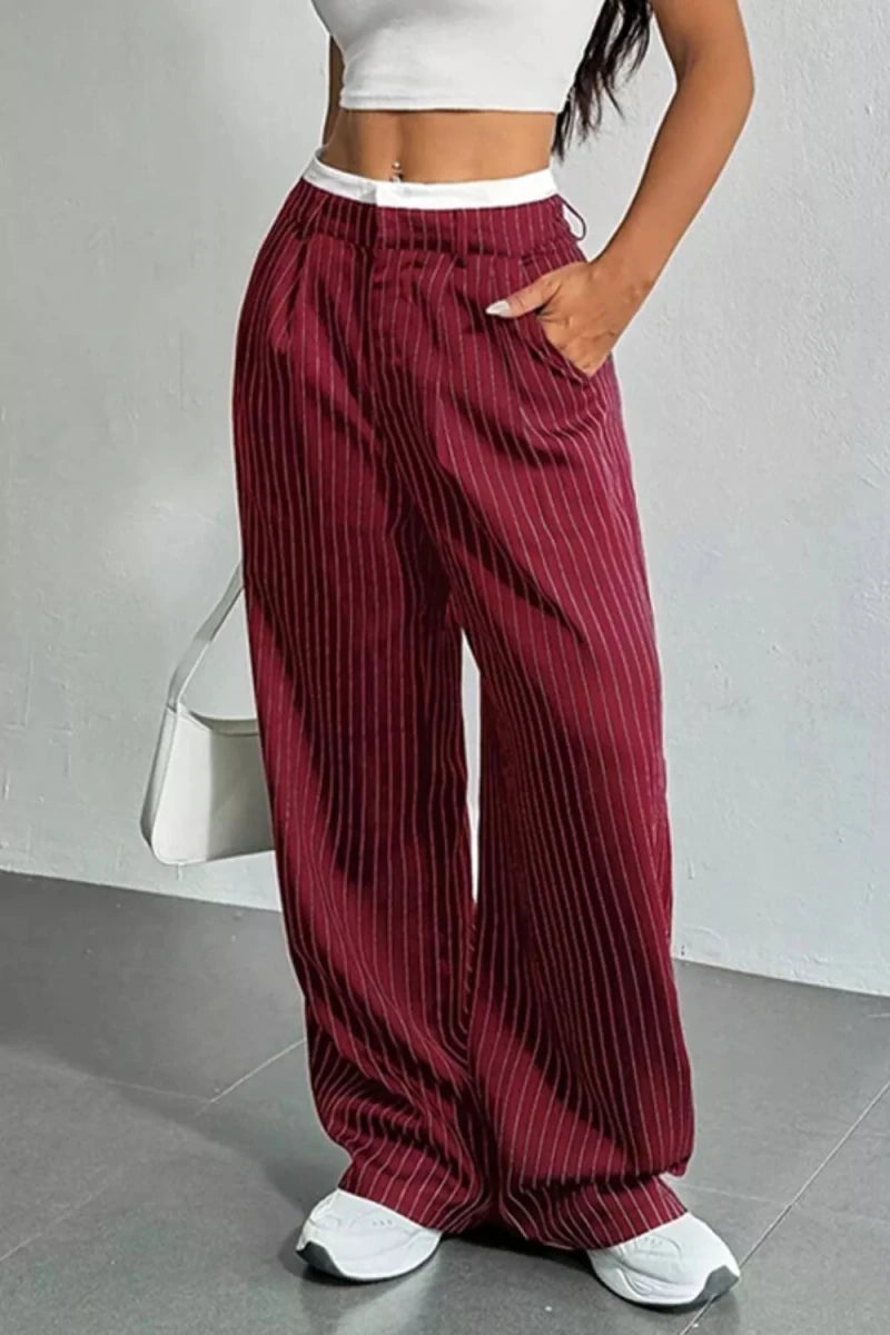 Ines High-Waisted Pinstripe Wide-Leg Pants - WowStore.live