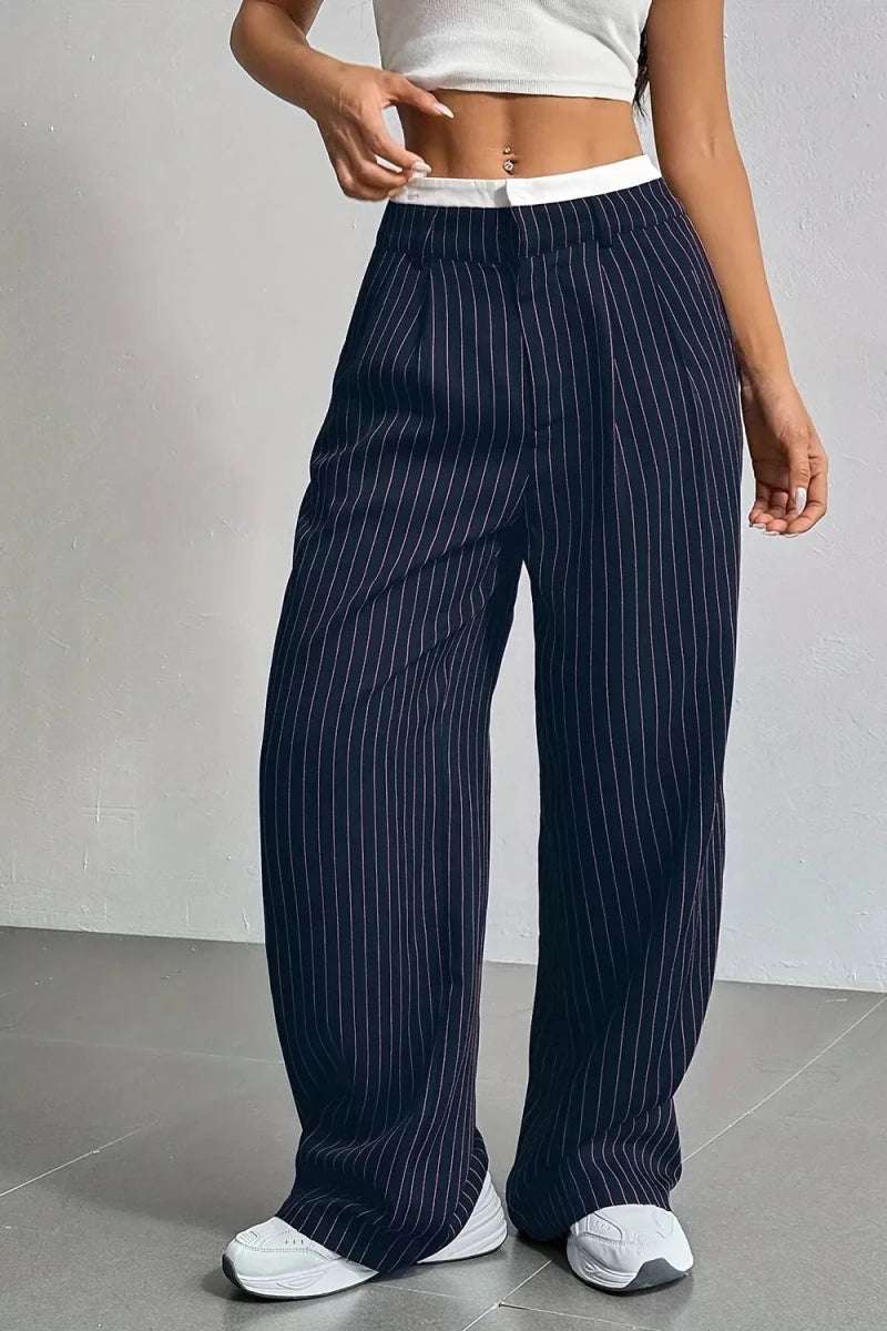 Ines High-Waisted Pinstripe Wide-Leg Pants - WowStore.live