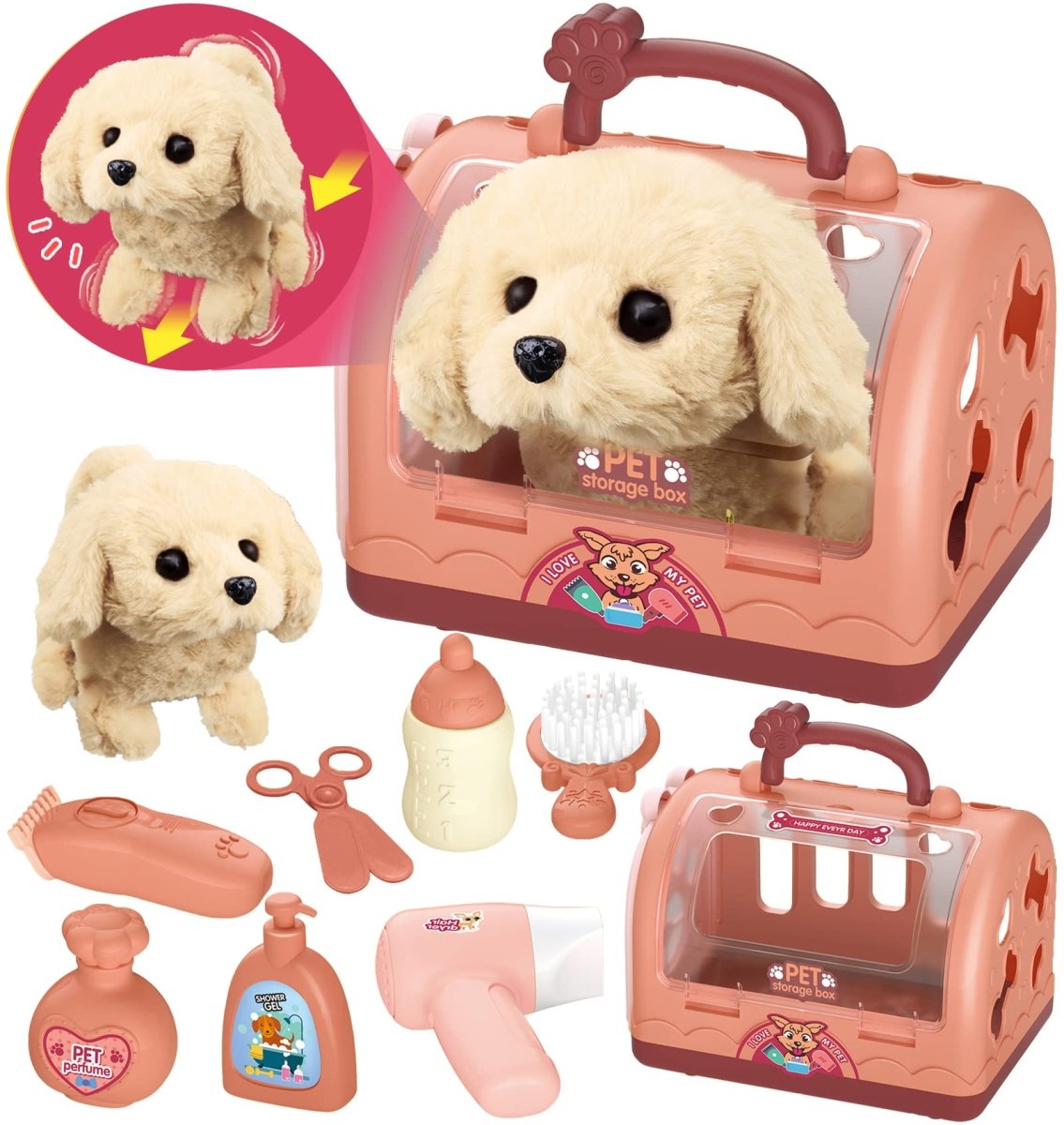 Interactive Pet Care Grooming Play Set with Electric Plush Dog - WowStore.live