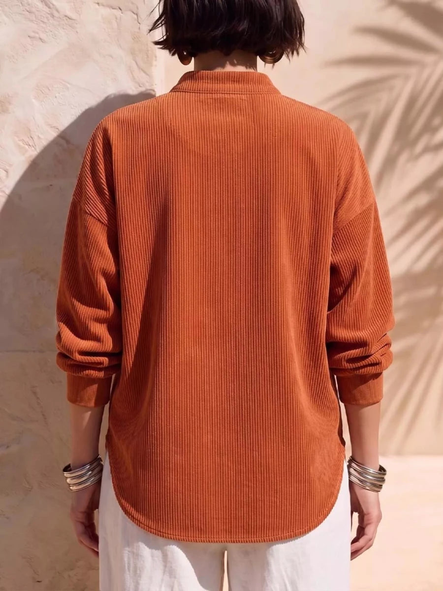 Irina Ribbed Half-Zip Sweatshirt - WowStore.live
