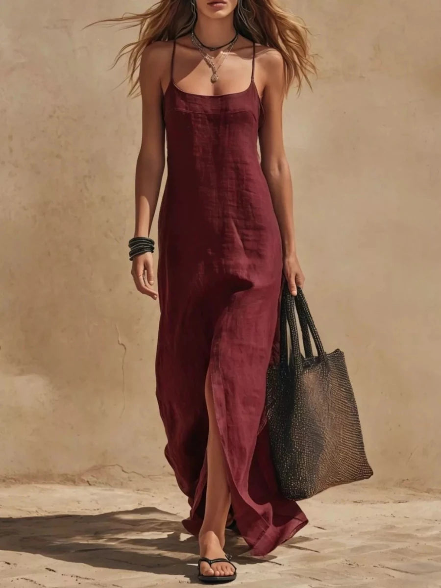 Irina Slit Front Spaghetti Strap Maxi Dress - WowStore.live