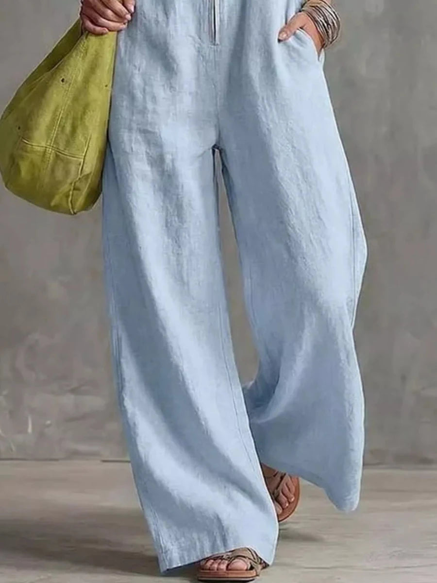 Irina Zip Front Sleeveless Jumpsuit - WowStore.live