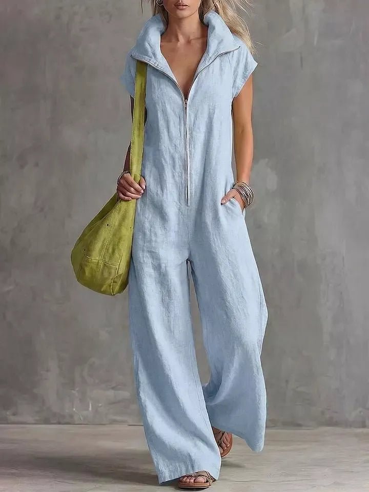 Irina Zip Front Sleeveless Jumpsuit - WowStore.live