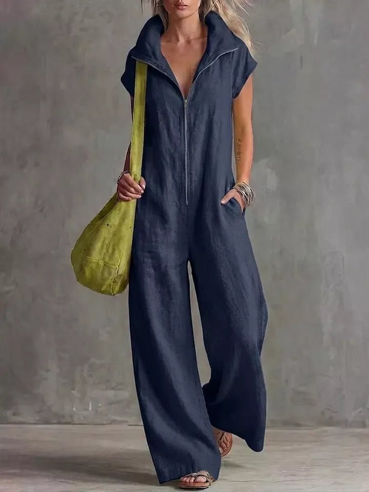 Irina Zip Front Sleeveless Jumpsuit - WowStore.live
