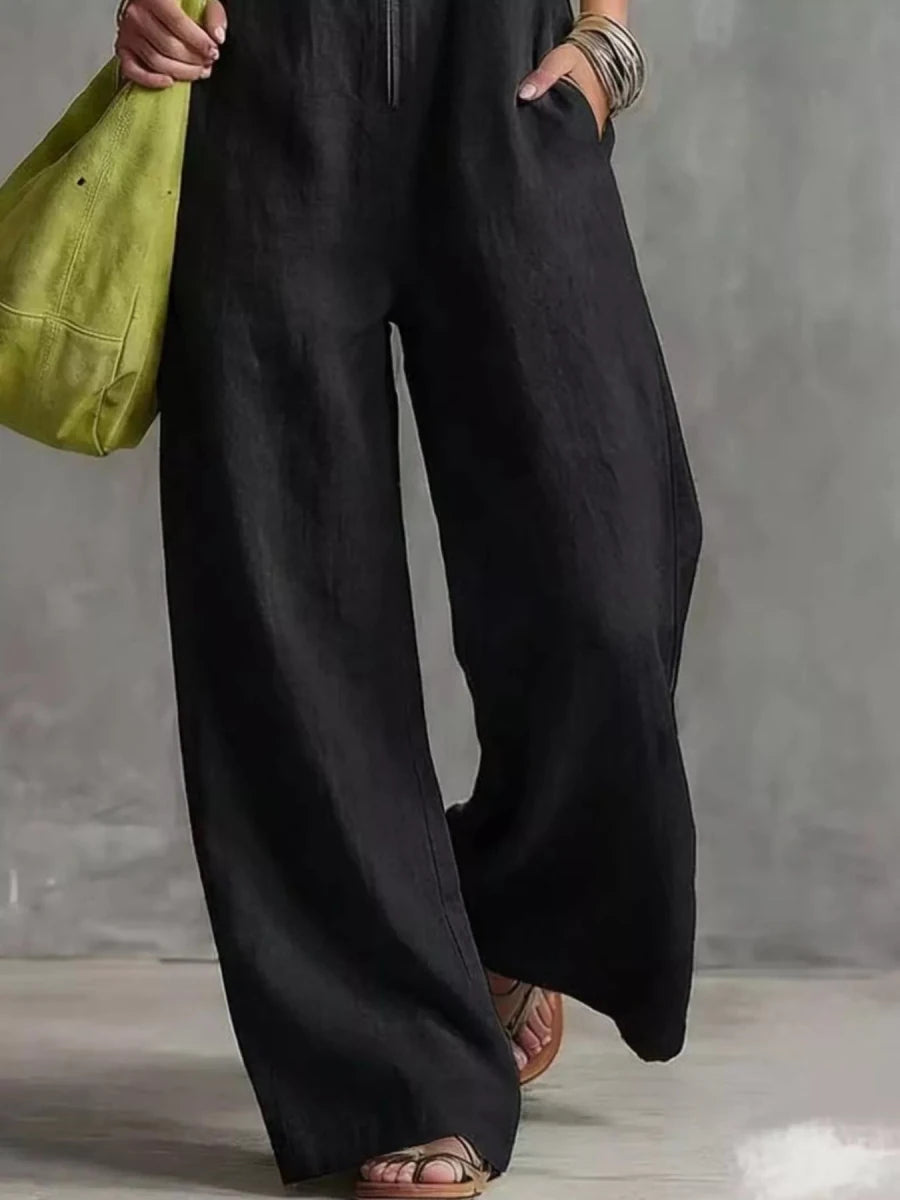 Irina Zip Front Sleeveless Jumpsuit - WowStore.live