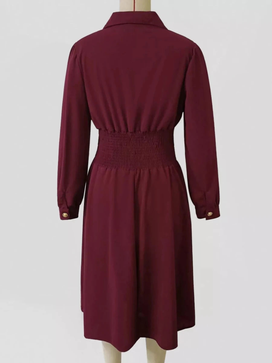Johnny Collar Long Sleeve Dress - Wow Store