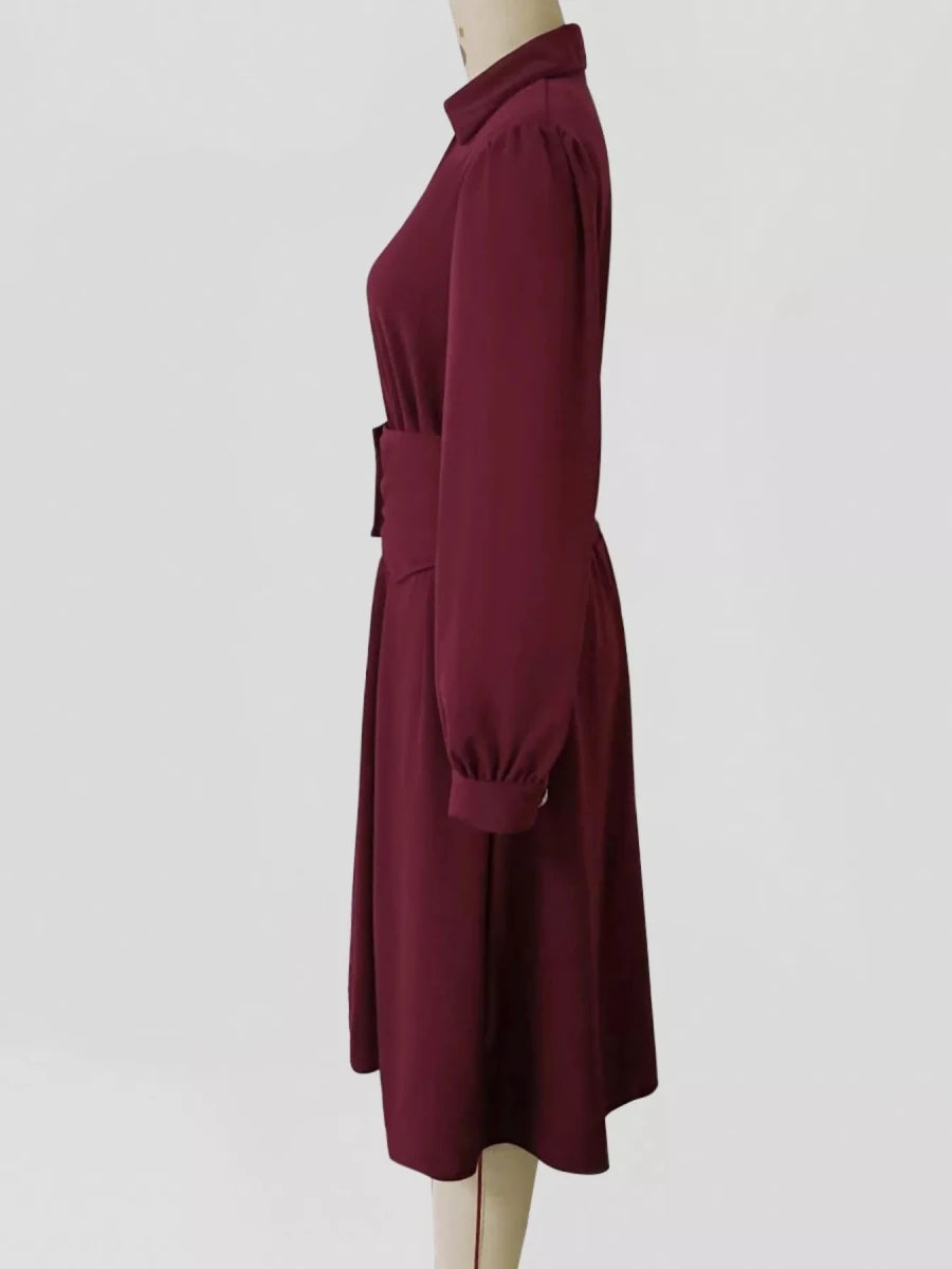 Johnny Collar Long Sleeve Dress - Wow Store