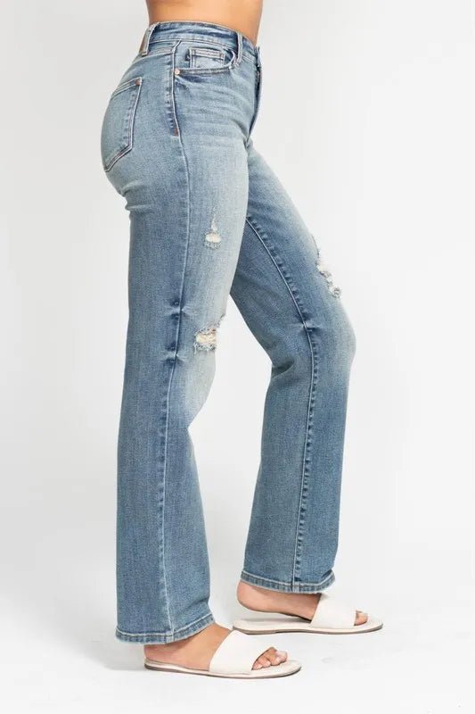 Judy Blue High Waist Distressed Dad Jeans - WowStore.live