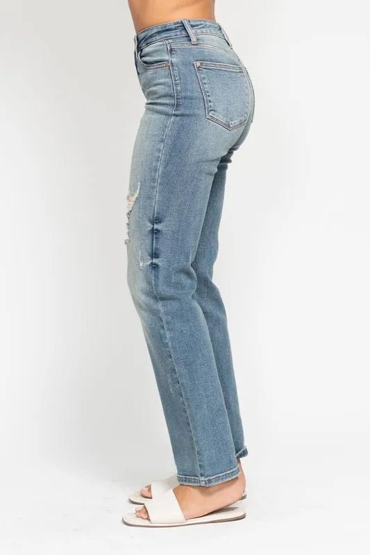 Judy Blue High Waist Distressed Dad Jeans - WowStore.live