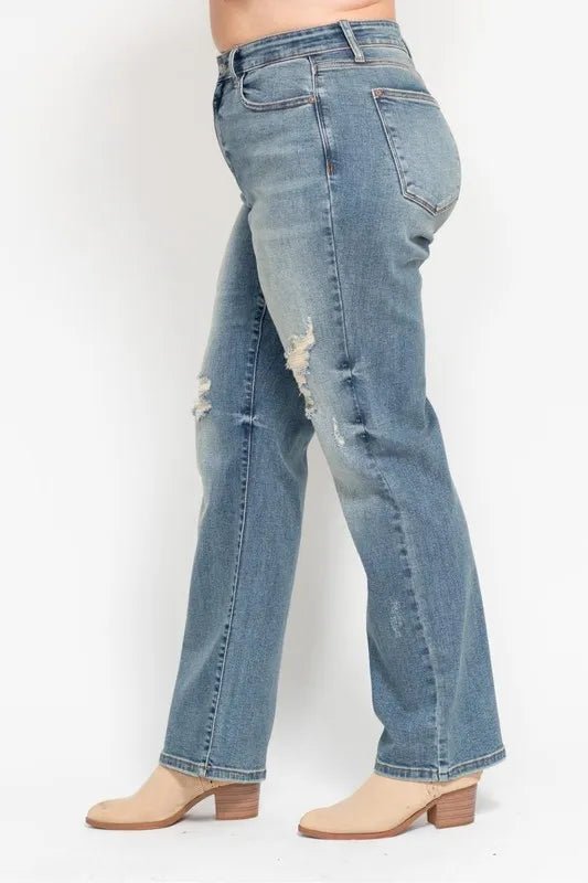Judy Blue High Waist Distressed Dad Jeans - WowStore.live