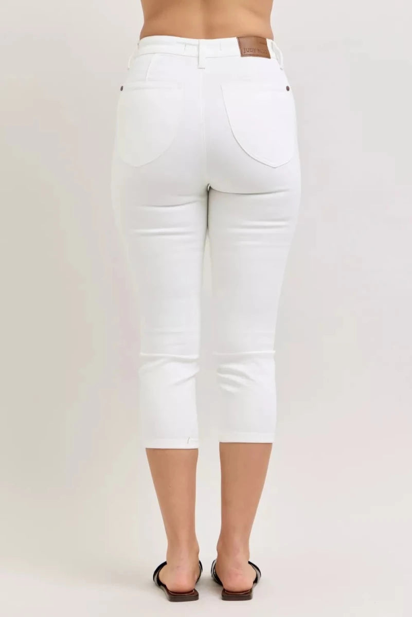 Judy Blue High Waist Extended Waistband Capri Pants with Spade Pockets - Wow Store