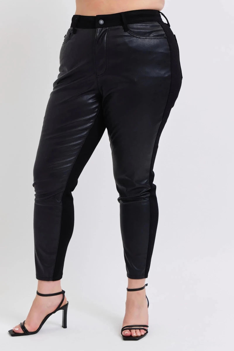 Judy Blue Plus Size High-Waisted Faux Leather Skinny Pants - WowStore.live