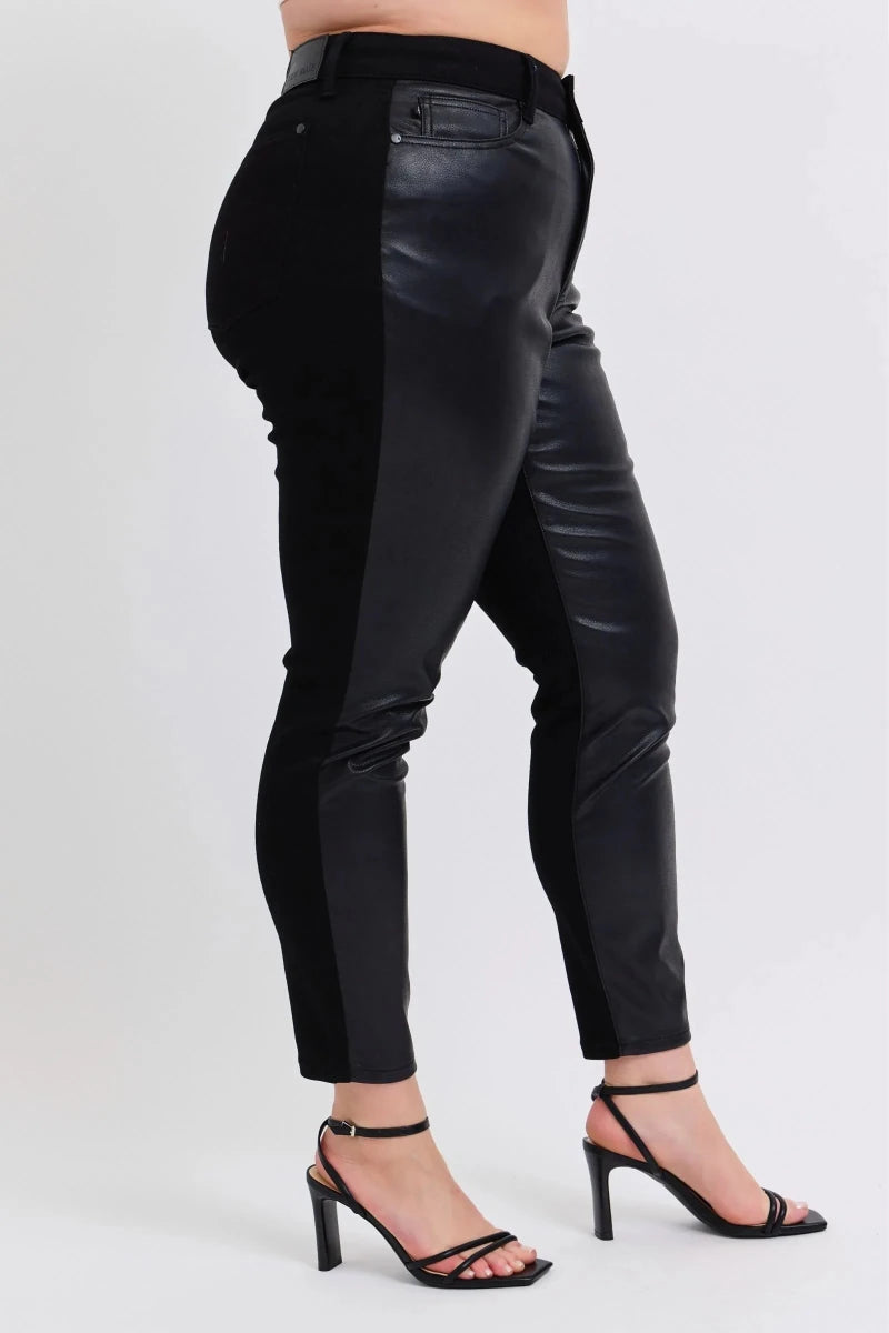 Judy Blue Plus Size High-Waisted Faux Leather Skinny Pants - WowStore.live