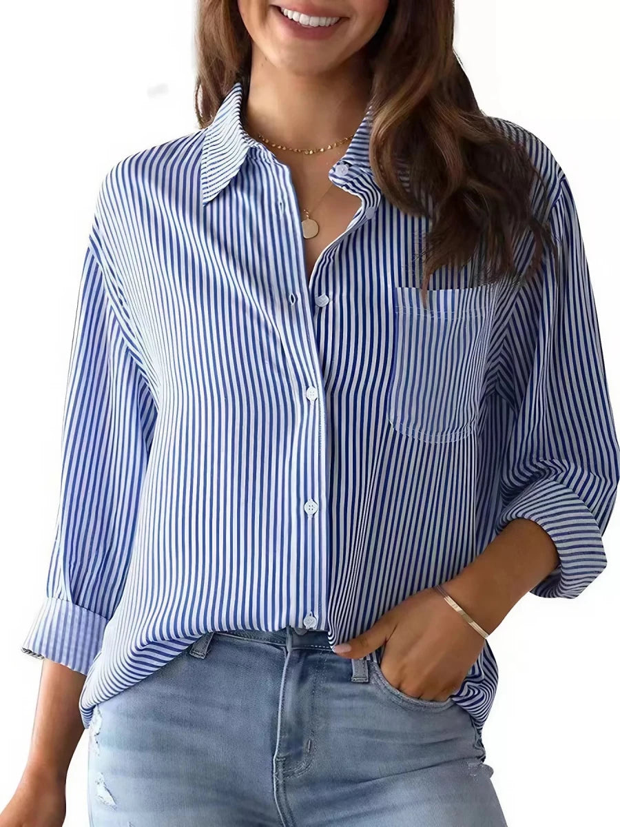 Juna Classic Striped Button-Down Shirt - WowStore.live