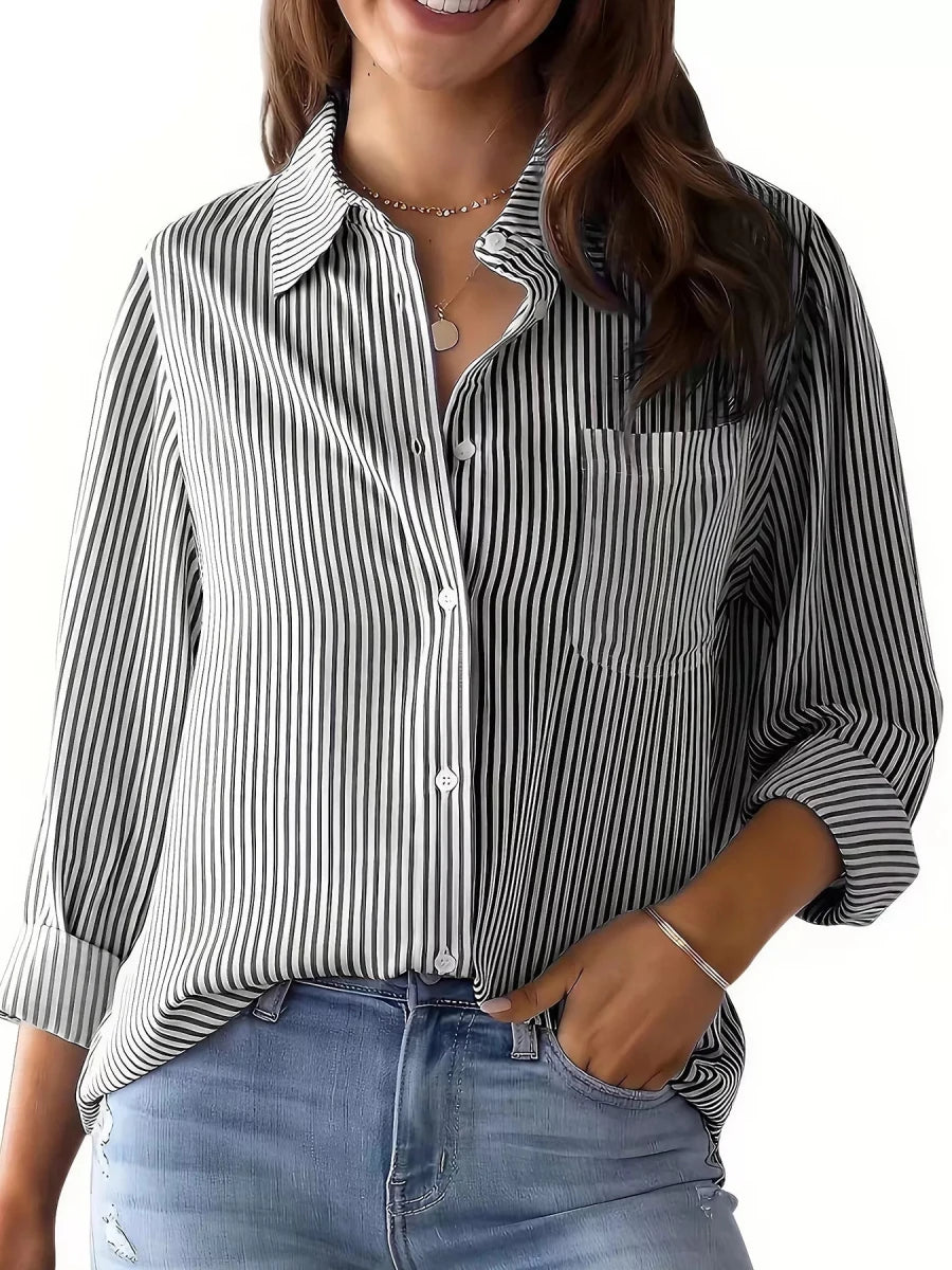 Juna Classic Striped Button-Down Shirt - WowStore.live