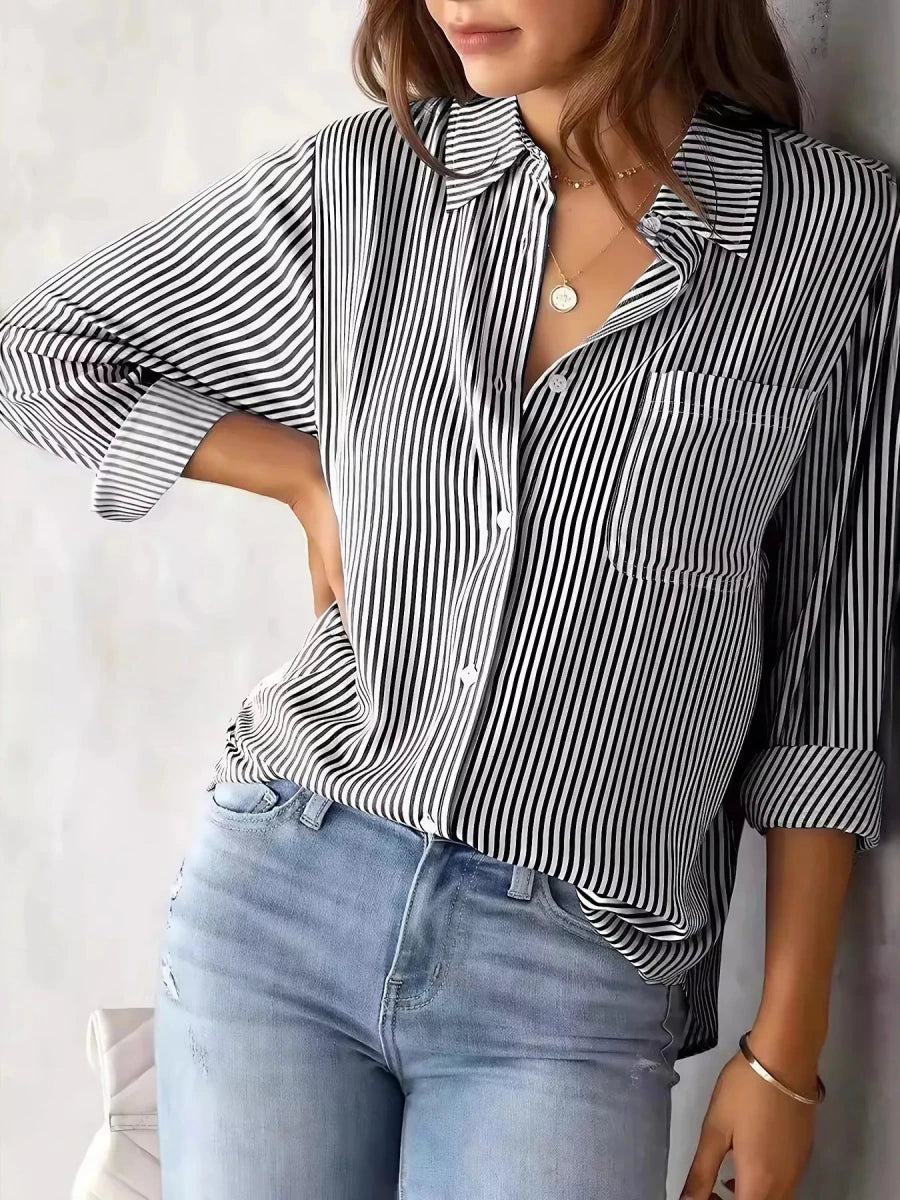 Juna Classic Striped Button-Down Shirt - WowStore.live