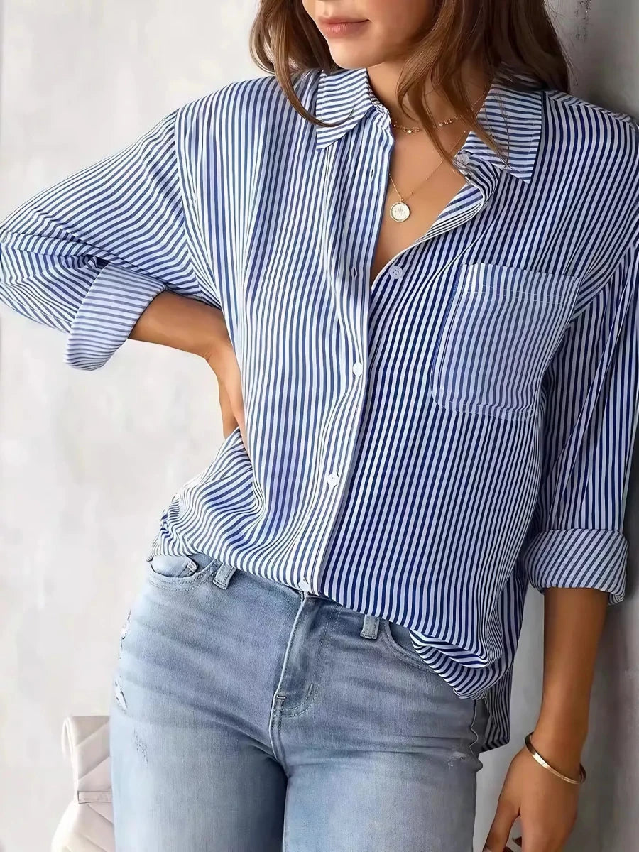 Juna Classic Striped Button-Down Shirt - WowStore.live