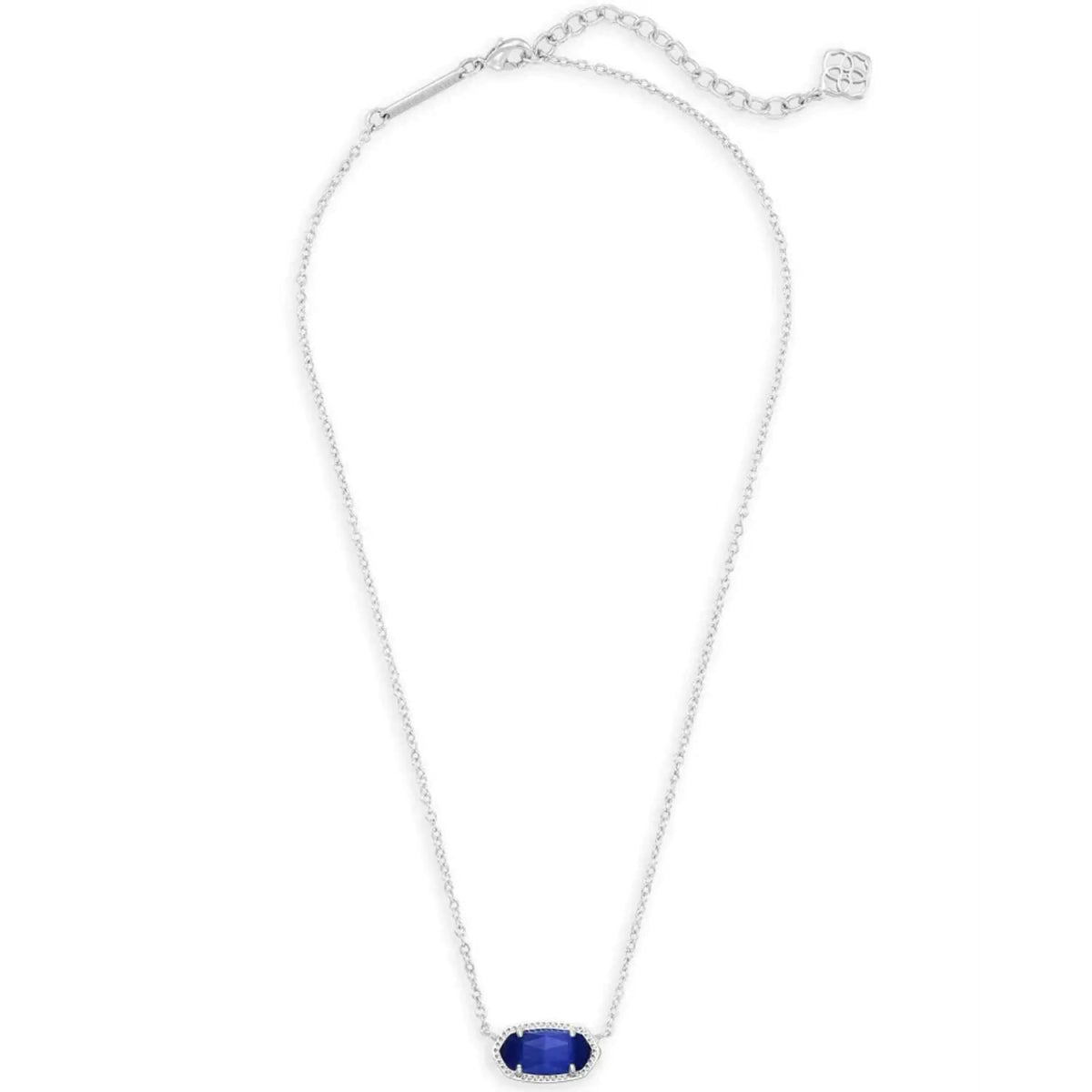 Kendra Scott Elisa Pendant Necklace for Women, Fashion Jewelry, 14k Gold - Plated RHODIUM - COBALT CATS EYE - Wow Store