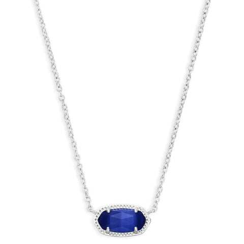 Kendra Scott Elisa Pendant Necklace for Women, Fashion Jewelry, 14k Gold - Plated RHODIUM - COBALT CATS EYE - Wow Store