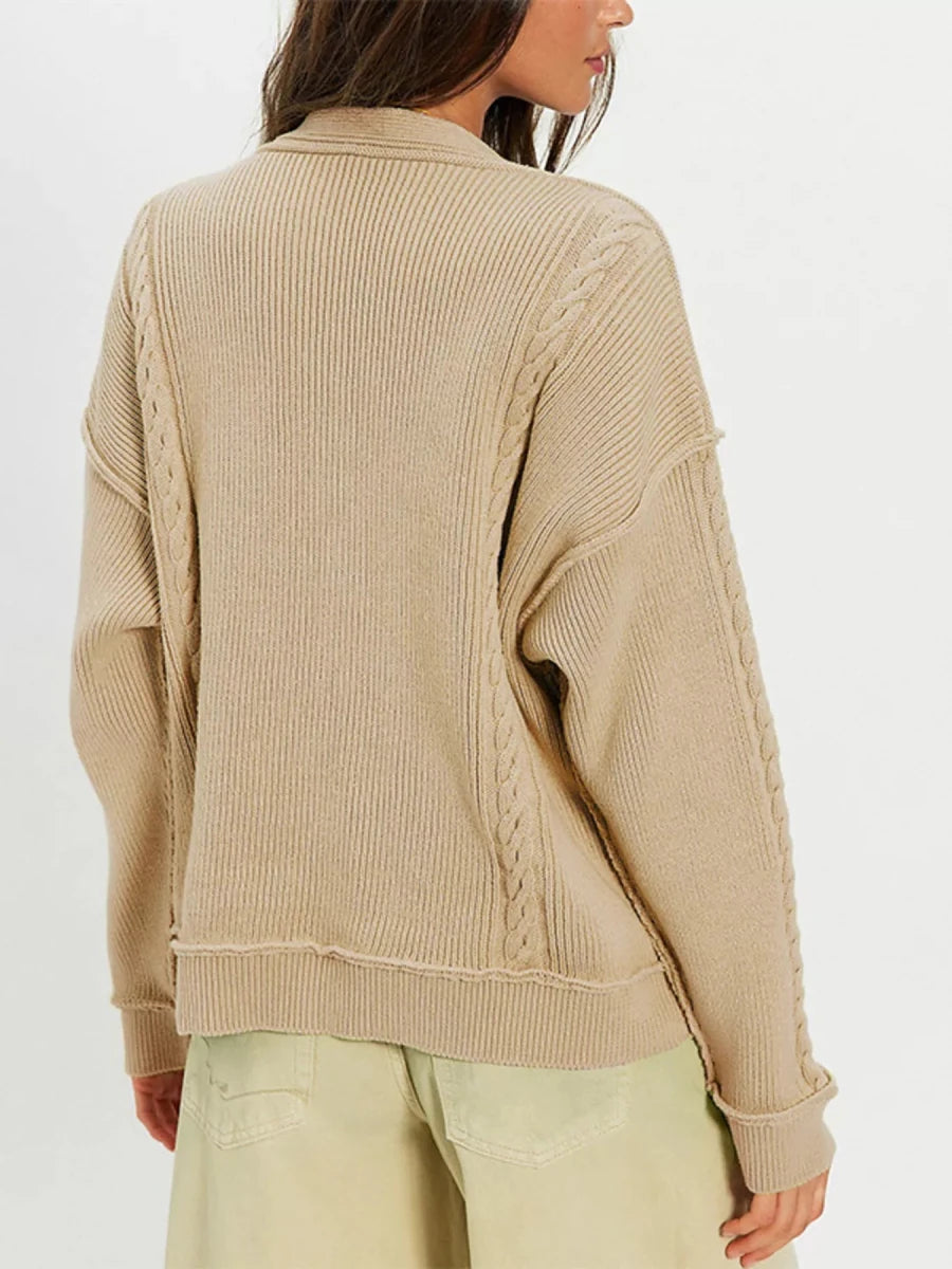 Kira Double-Breasted Cable Knit Cardigan - WowStore.live