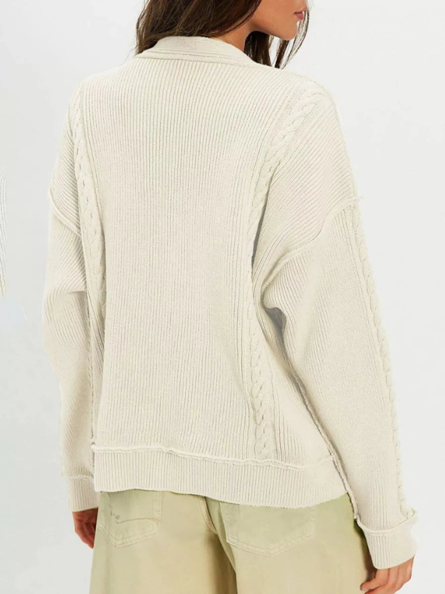 Kira Double-Breasted Cable Knit Cardigan - WowStore.live
