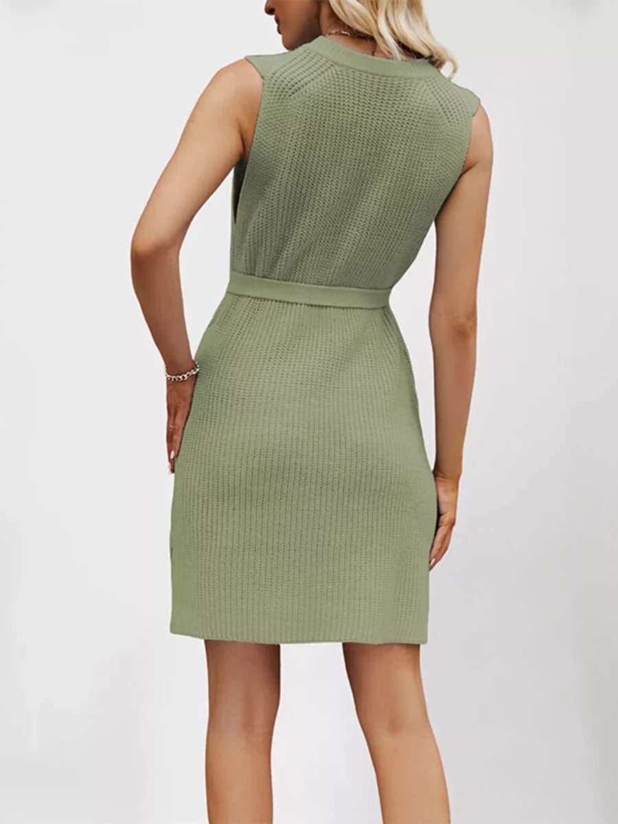 Kira Round Neck Sleeveless Knit Mini Dress - WowStore.live