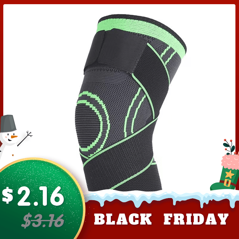 Knitted strap sports knee pads in black – breathable support for workouts and training sessions
