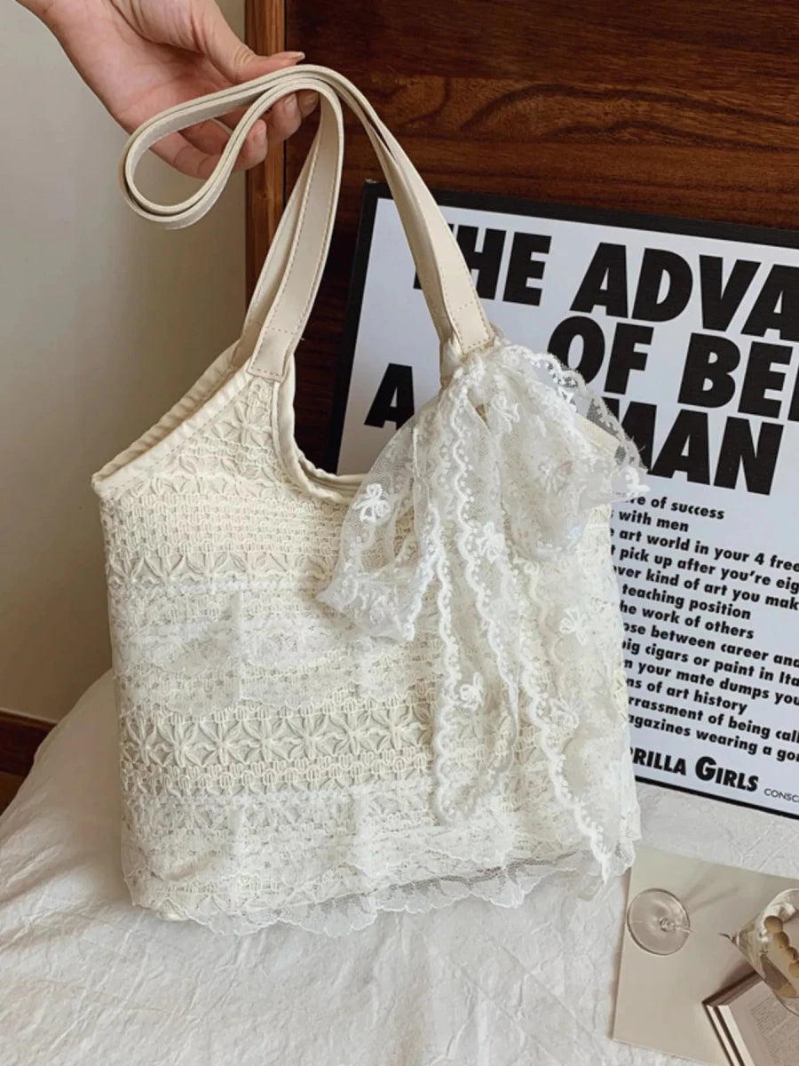 Lace Bowknot Woven Handbag - Wow Store