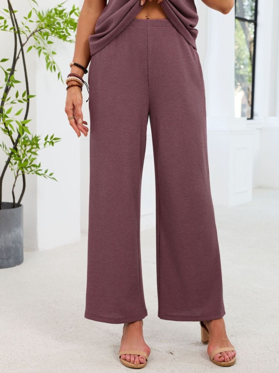 Lace Detail Short Sleeve Top and Pants Set - Wow Store