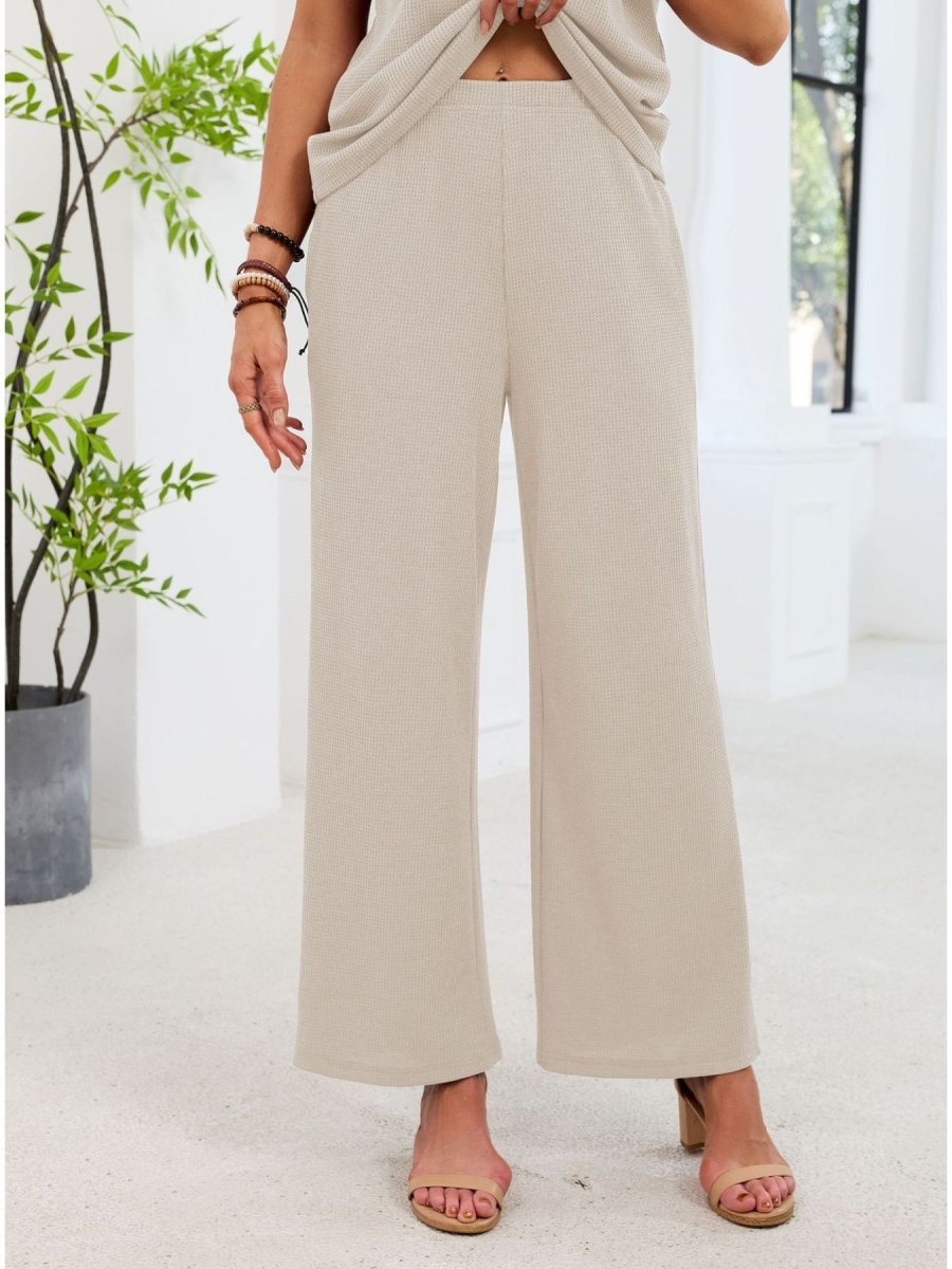 Lace Detail Short Sleeve Top and Pants Set - Wow Store