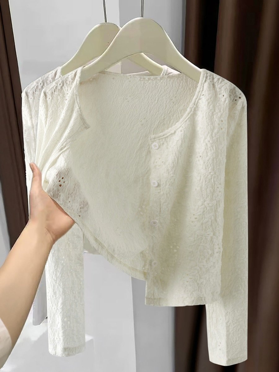 Lace Lightweight Button Up Cardigan - Wow Store
